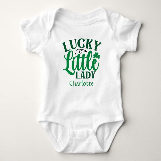 Lucky Little Lady St Patricks Day Personalized Romper (Voorkant)