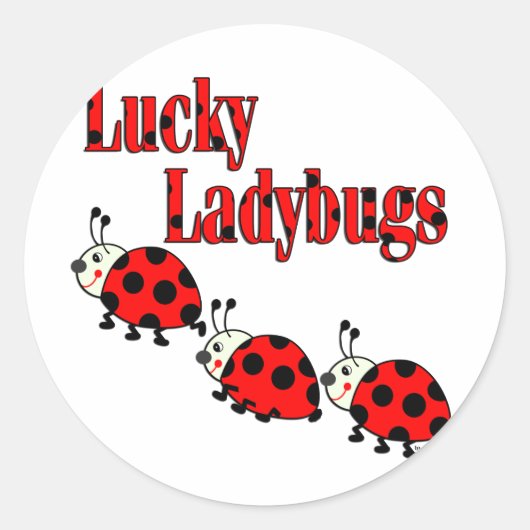 Lucky Little Ladybugs Ronde Sticker (Voorkant)