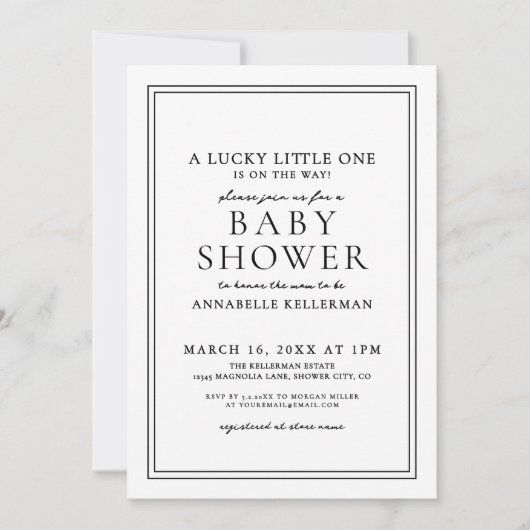 Lucky Little One Green Shamrock Clover Baby shower Kaart (Voorkant)