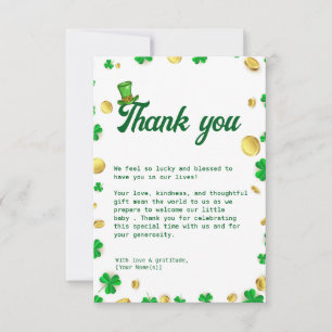 Lucky Little One - St. Patrick's Day Baby shower Bedankkaart