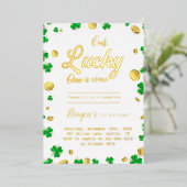 Lucky Little One - St. Patrick's Day Baby shower Folie Uitnodiging (Staand Voorkant)