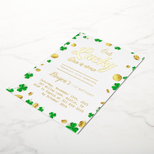 Lucky Little One - St. Patrick's Day Baby shower Folie Uitnodiging (Gedraaid)