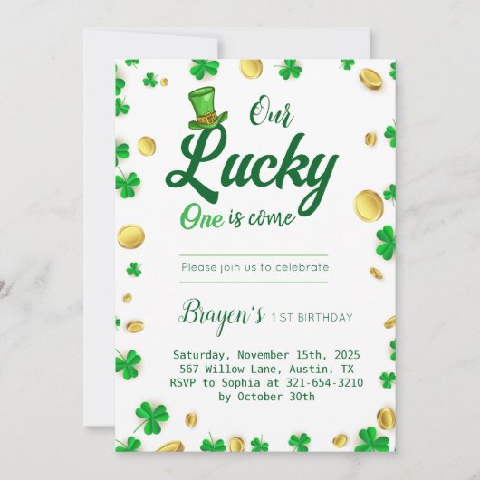 Lucky Little One - St. Patrick's Day Baby shower Kaart (Voorkant)