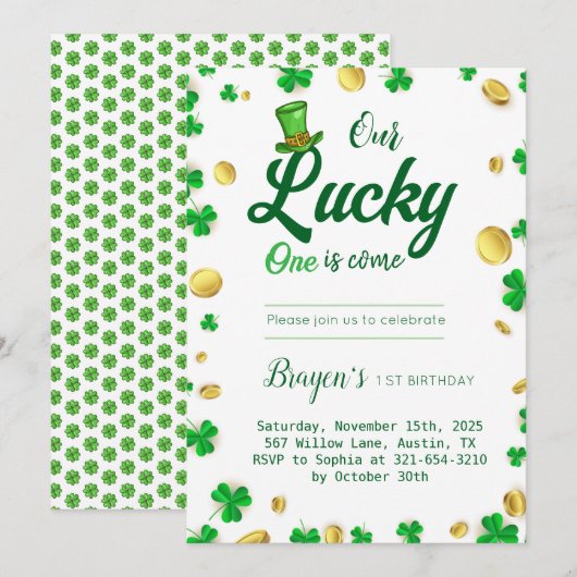 Lucky Little One - St. Patrick's Day Baby shower Kaart (Voorkant / Achterkant)