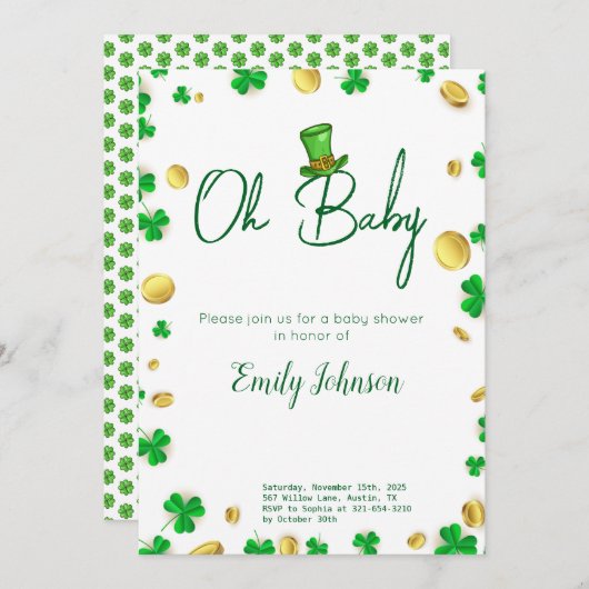 Lucky Little One - St. Patrick's Day Baby shower Kaart (Voorkant / Achterkant)