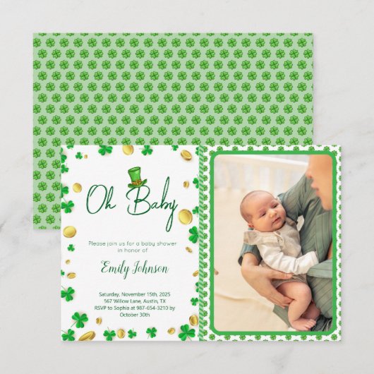 Lucky Little One - St. Patrick's Day Baby shower Kaart (Voorkant / Achterkant)