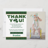 Lucky Little Shamrock 1st Birthday Foto Bedankkaart (Voorkant)