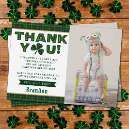 Lucky Little Shamrock 1st Birthday Foto Bedankkaart