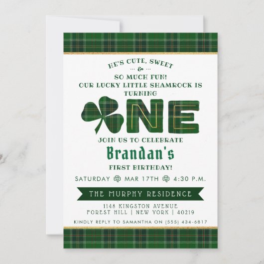 Lucky Little Shamrock 1st Birthday Kaart (Voorkant)