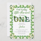 Lucky Little Shamrock 1st Birthday Party Kaart (Voorkant)