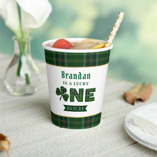 Lucky Little Shamrock 1st Birthday Party Papieren Bekers (Insitu)