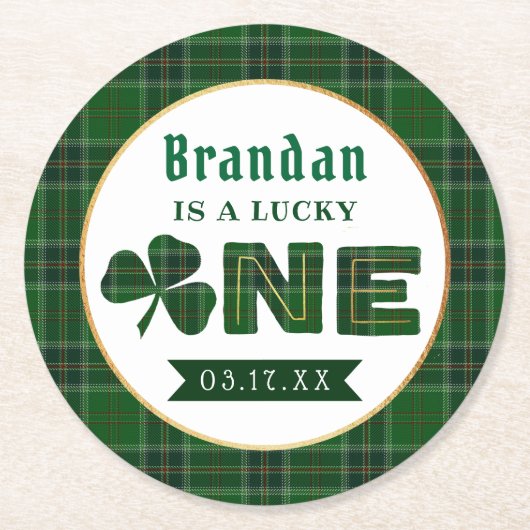 Lucky Little Shamrock 1st Birthday Ronde Kartonnen Onderzetter (Voorkant)