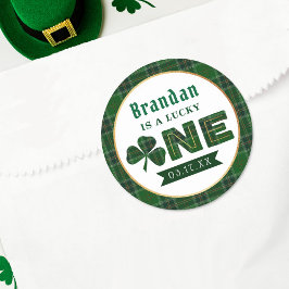 Lucky Little Shamrock 1st Birthday Ronde Sticker
