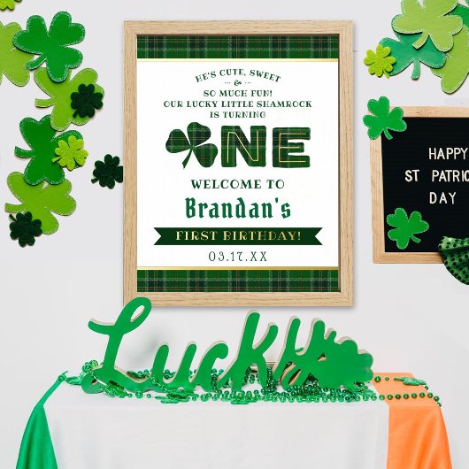 Lucky Little Shamrock 1st Birthday Welcome Real Folie Afdrukken
