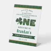 Lucky Little Shamrock 1st Birthday Welkom Reclamebord Met Voetstuk (Voorkant)