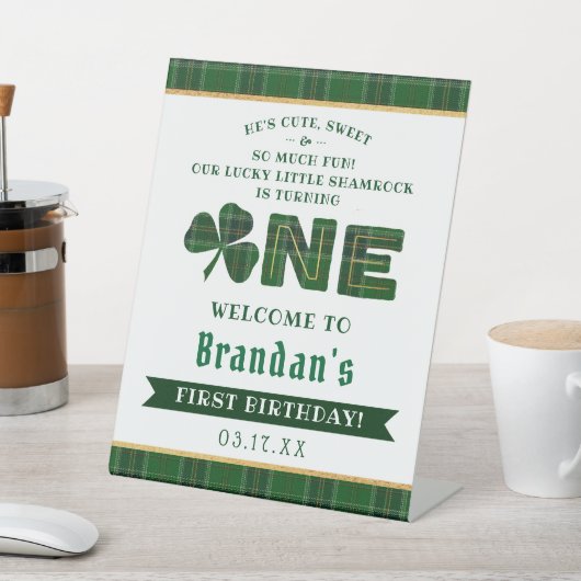 Lucky Little Shamrock 1st Birthday Welkom Reclamebord Met Voetstuk (Insitu)