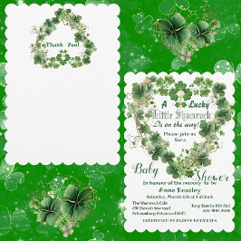 Lucky Little Shamrock 4 Leaf Clover Baby shower Kaart