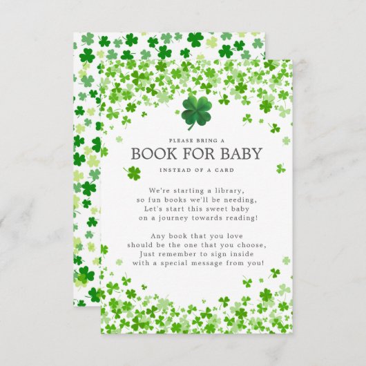 Lucky Little Shamrock Baby shower Book for Baby En Informatiekaartje (Voorkant / Achterkant)