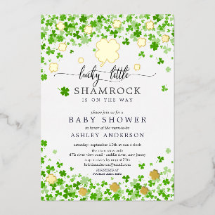 Lucky Little Shamrock Baby shower Folie Uitnodiging