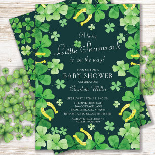 Lucky Little Shamrock Baby shower Invitation Kaart