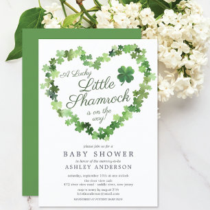 Lucky Little Shamrock Baby shower Invitation Kaart