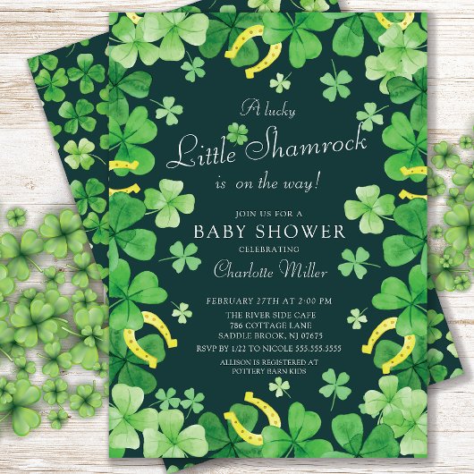 Lucky Little Shamrock Baby shower Invitation Kaart