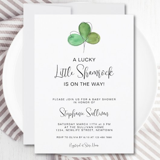 Lucky Little Shamrock Baby shower Invitation Kaart