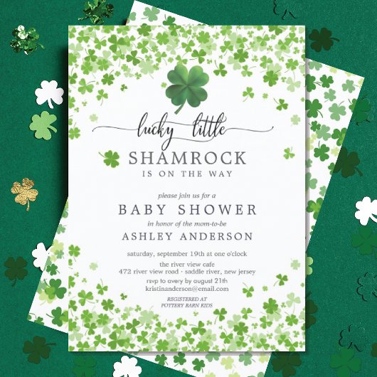 Lucky Little Shamrock Baby shower Kaart