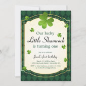 Lucky Little Shamrock Green 1e verjaardagsfeestje Kaart (Voorkant)