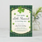 Lucky Little Shamrock Green 1e verjaardagsfeestje Kaart (Staand voorkant)