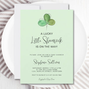 Lucky Little Shamrock Green Baby shower Kaart