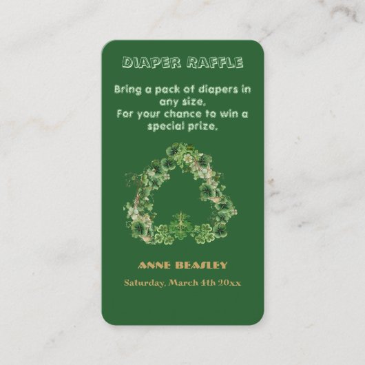 Lucky Little Shamrock Green Gold Leaf Baby shower Informatiekaartje (Voorkant)