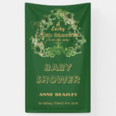 Lucky Little Shamrock Green Gold Leaf Baby shower Spandoek (Verticaal)