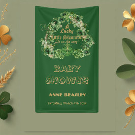 Lucky Little Shamrock Green Gold Leaf Baby shower Spandoek