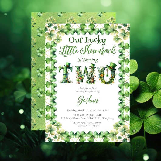 Lucky Little Shamrock Iers 2e Verjaardagsfeest Kaart