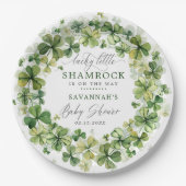 Lucky Little Shamrock Spring Clover Baby shower Papieren Bordje (Voorkant)