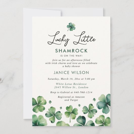 Lucky Little Shamrock St. Patrick's Baby shower Kaart (Voorkant)