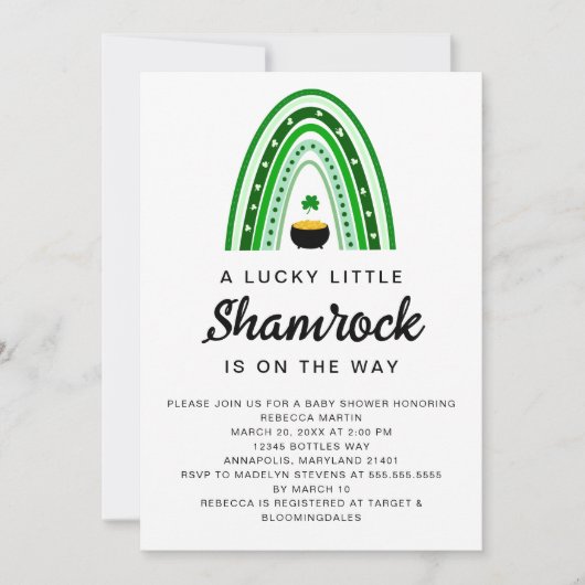 Lucky Little Shamrock St. Patrick's Baby Shower Kaart (Voorkant)