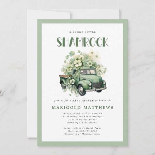 Lucky Little Shamrock St Patrick's Baby Shower  Kaart (Voorkant)