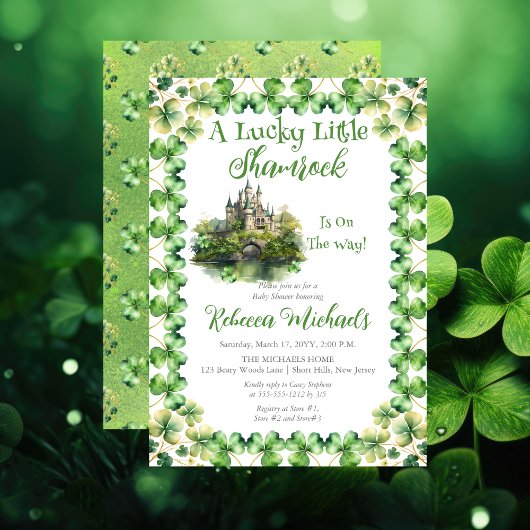 Lucky Little Shamrock St. Patrick's Baby shower Kaart