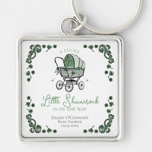 Lucky Little Shamrock St Patricks Day Baby shower Sleutelhanger (Voorkant)