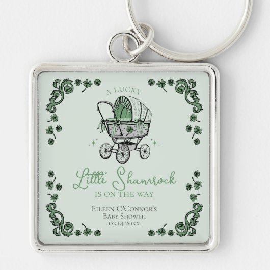 Lucky Little Shamrock St Patricks Day Baby shower Sleutelhanger (Voorkant)