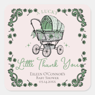 Lucky Little Thank You St Patricks Day Baby shower Vierkante Sticker