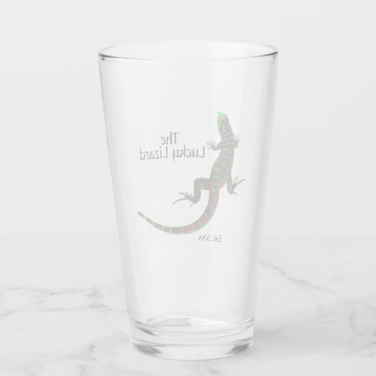 Lucky Lizard Personaliseer Naam en Datum Glas (Achterkant)