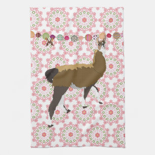 Lucky Llama & Butterfly Pink keukenhanddoek