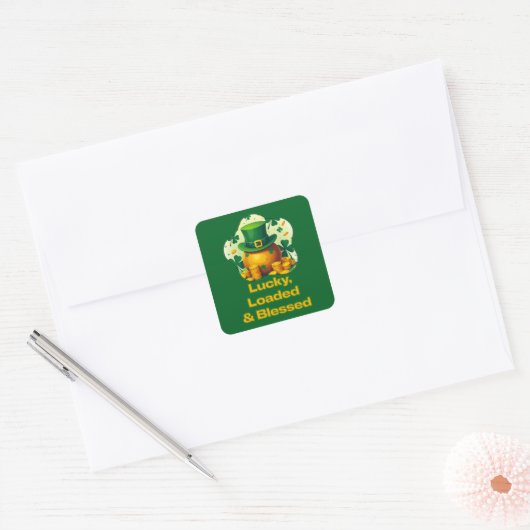 Lucky Loaded Blessed St Patrick’s Day -Autocolante Vierkante Sticker (Envelop)