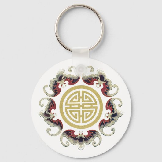 Lucky Longevity Chinese Charm Sleutelhanger (Voorkant)