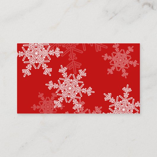 Lucky loterij Minimalistisch rood sneeuwvlokkenpat Informatiekaartje (Achterkant)