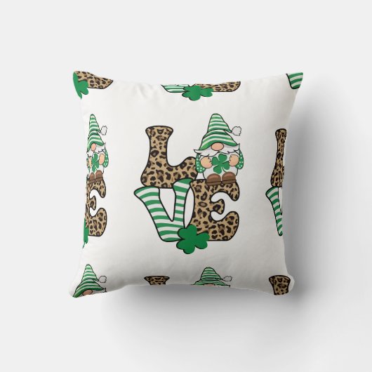 Lucky Love Gnome St. Patrick's Day Kussen (Achterkant)