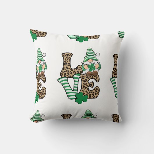 Lucky Love Gnome St. Patrick's Day Kussen (Voorkant)